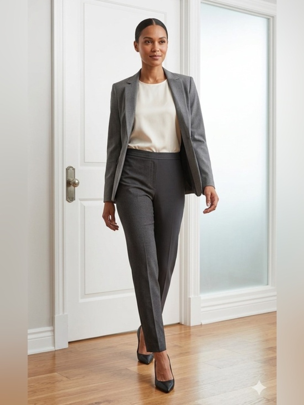 NWT Ellen Tracy Women’s 10 Gray Mid-Rise Straight Leg Crop Trouser Dress Pants M